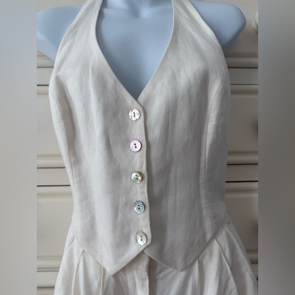 NWT-Amanda Uprichard off white Halter Button-Down Romper - Picture 2 of 12